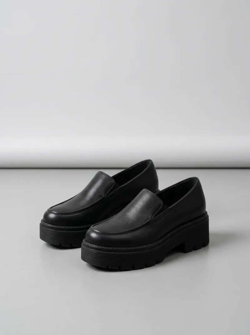 Mocassin cuir véritable semelle compensée femme urbain