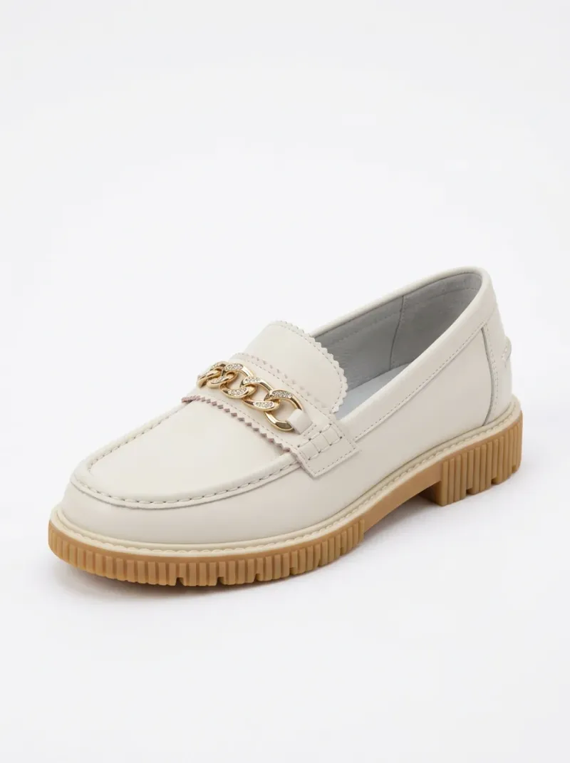 Mocassin cuir femme élégant détails dorés
