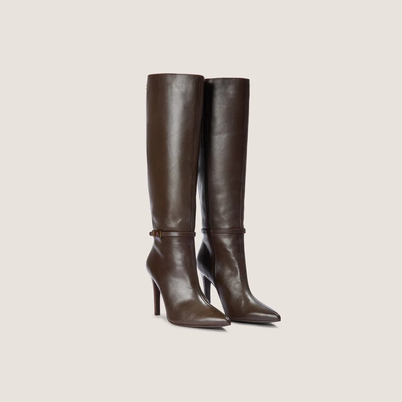 Bottes Hautes en Cuir Juni - Marron Foncé