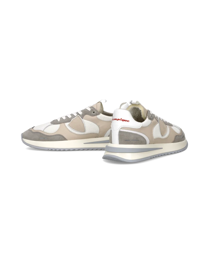Sneaker Olympique Men, White Grey Beige