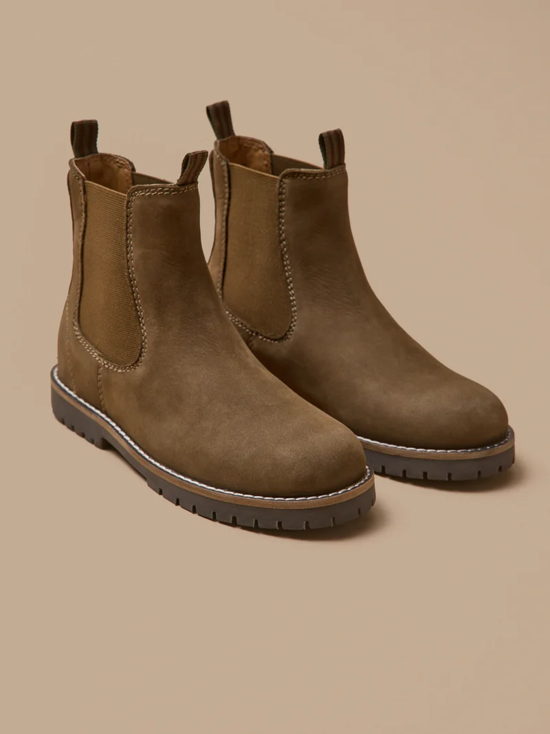 Boots chelsea cuir nubuck garçon