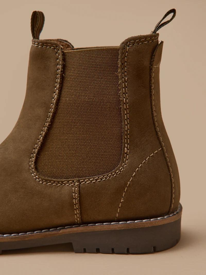 Boots chelsea cuir nubuck garçon