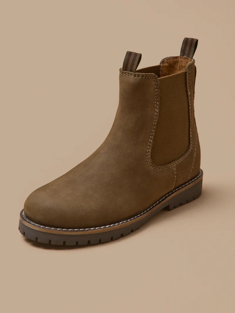 Boots chelsea cuir nubuck garçon