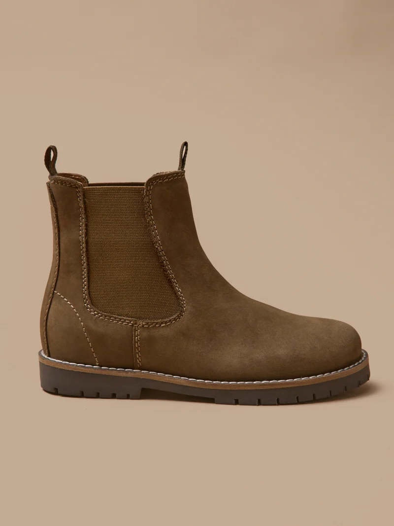 Boots chelsea cuir nubuck garçon