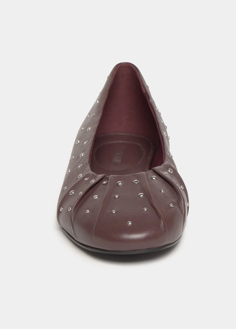 Studded ruched ballet flat