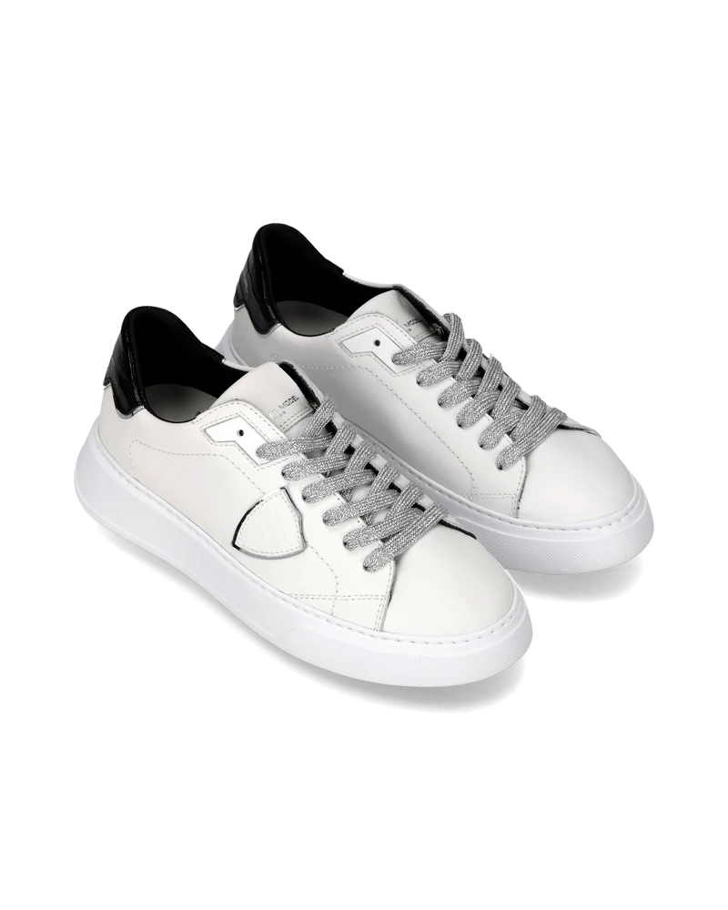 Sneakers Temple Women,, White Black Silver