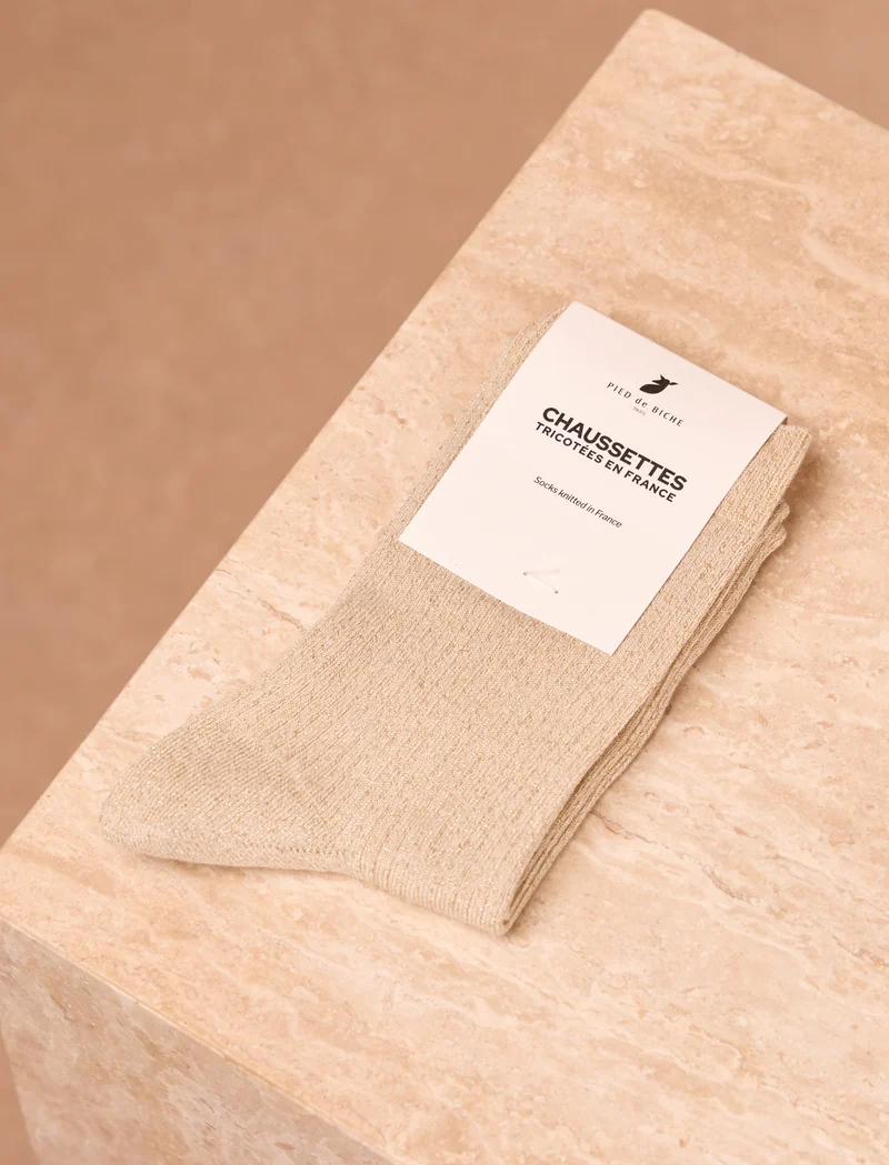 Chaussettes lurex côtelées - Doré