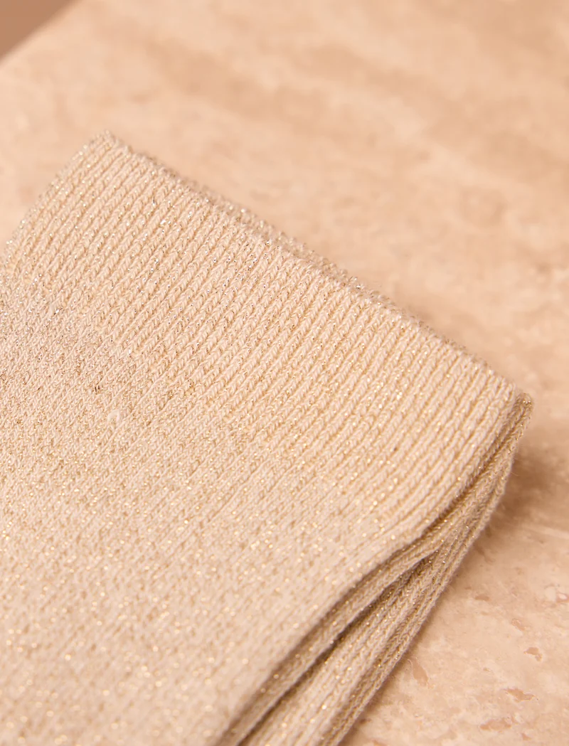 Chaussettes lurex côtelées - Doré