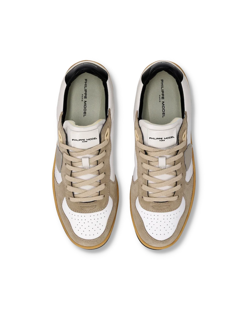 Sneakers Pgal Men, White Beige Black