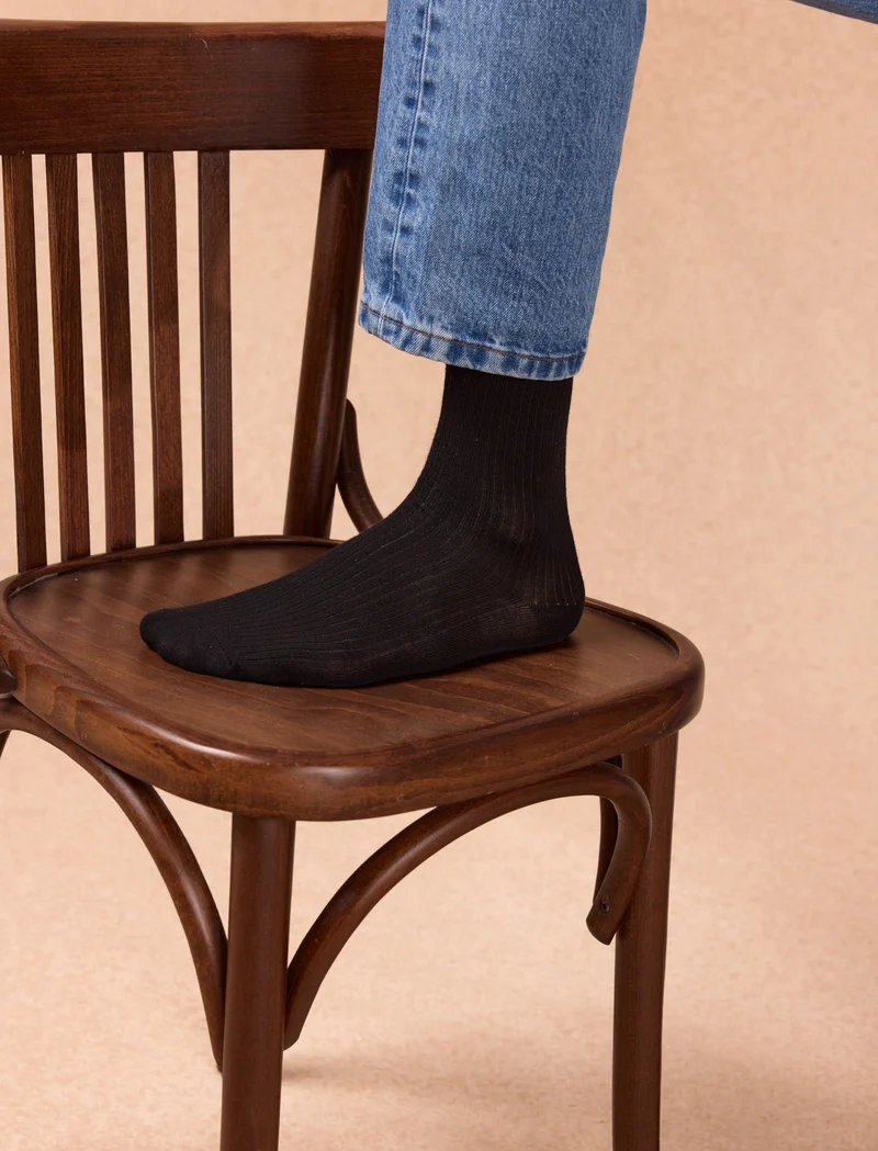 Chaussettes côtelées - Noir