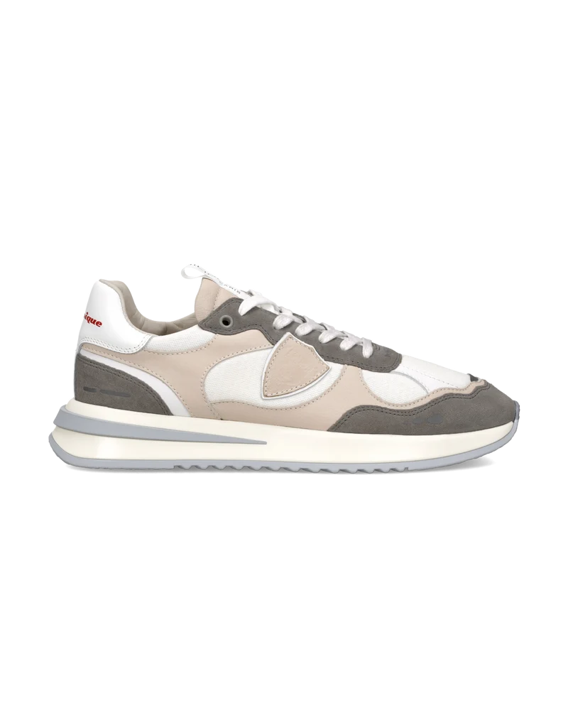 Sneakers Olympique Men, White Anthracite Beige