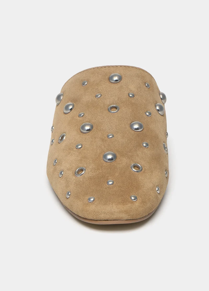 Suede studded mule