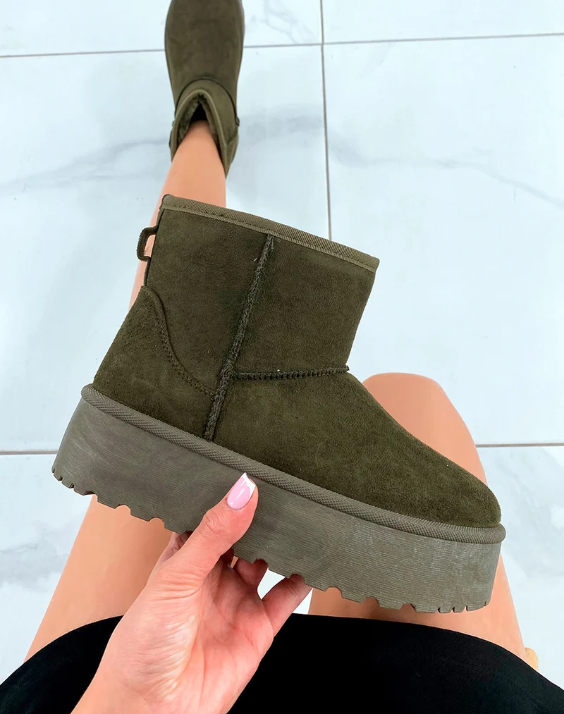 Bottines femme vertes mi-hautes le charme hivernal