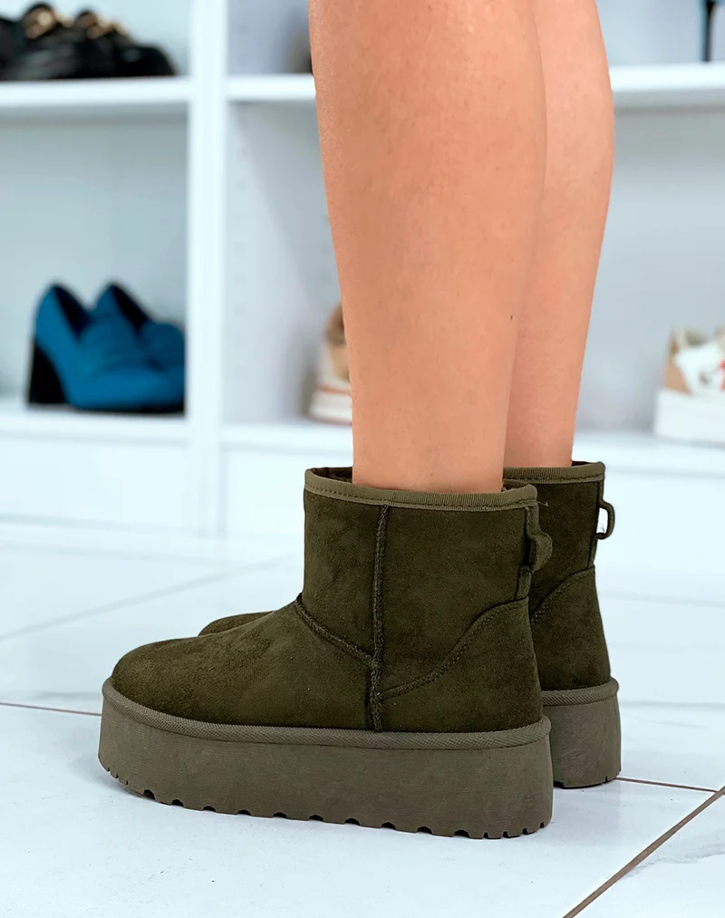 Bottines femme vertes mi-hautes le charme hivernal