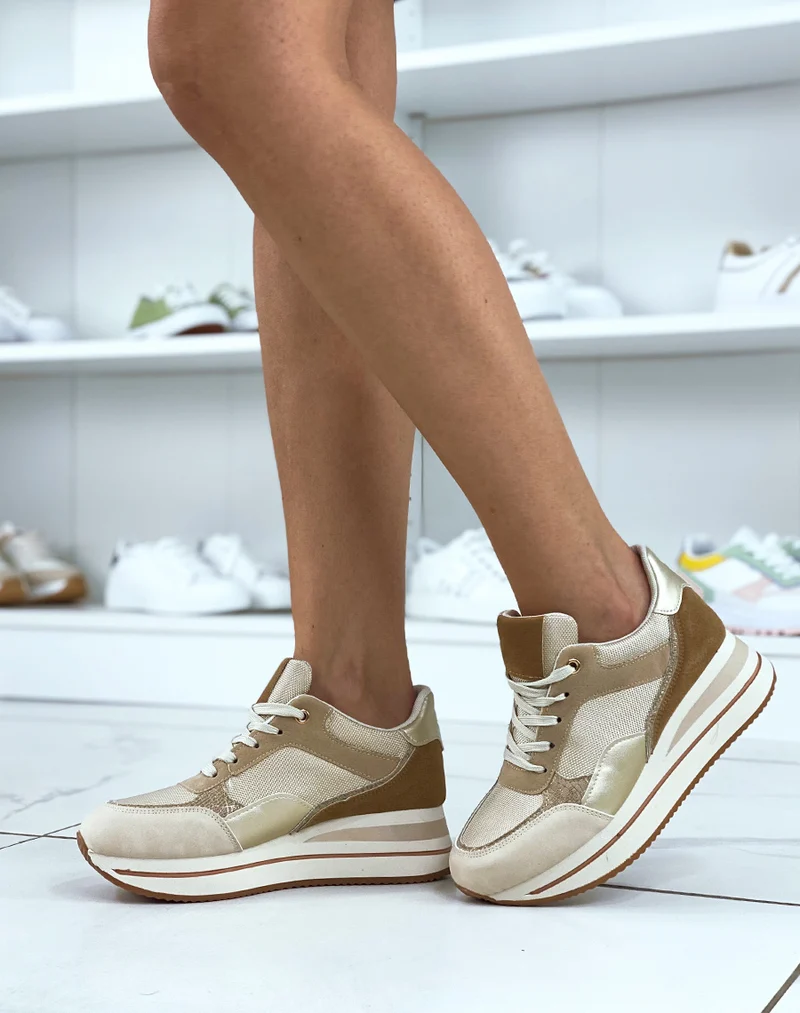 Baskets beiges avec talonnade