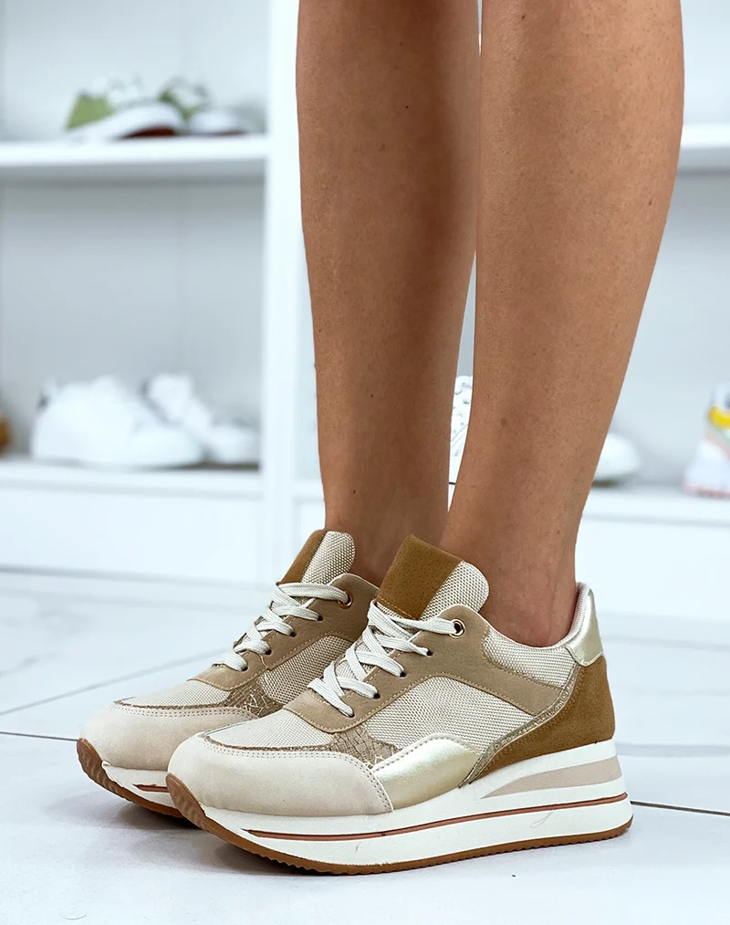 Baskets beiges avec talonnade