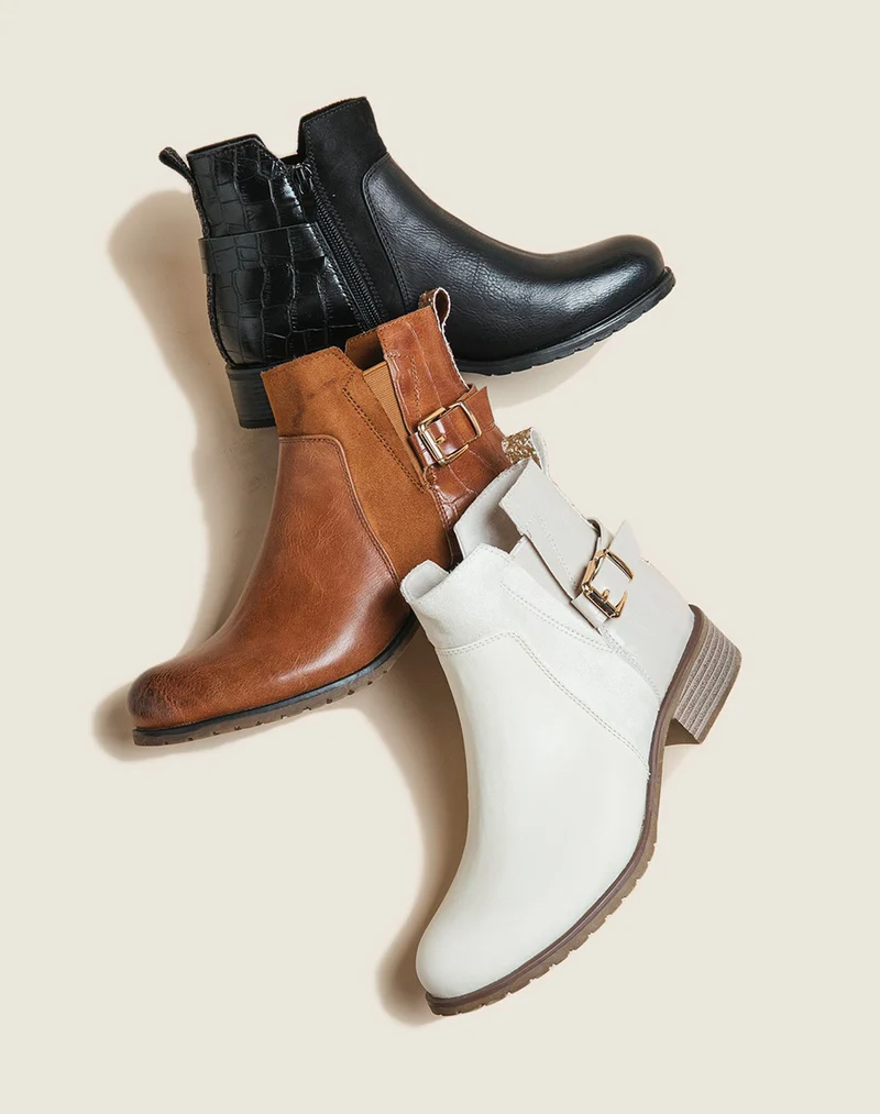 Bottines noires basses à triple matières