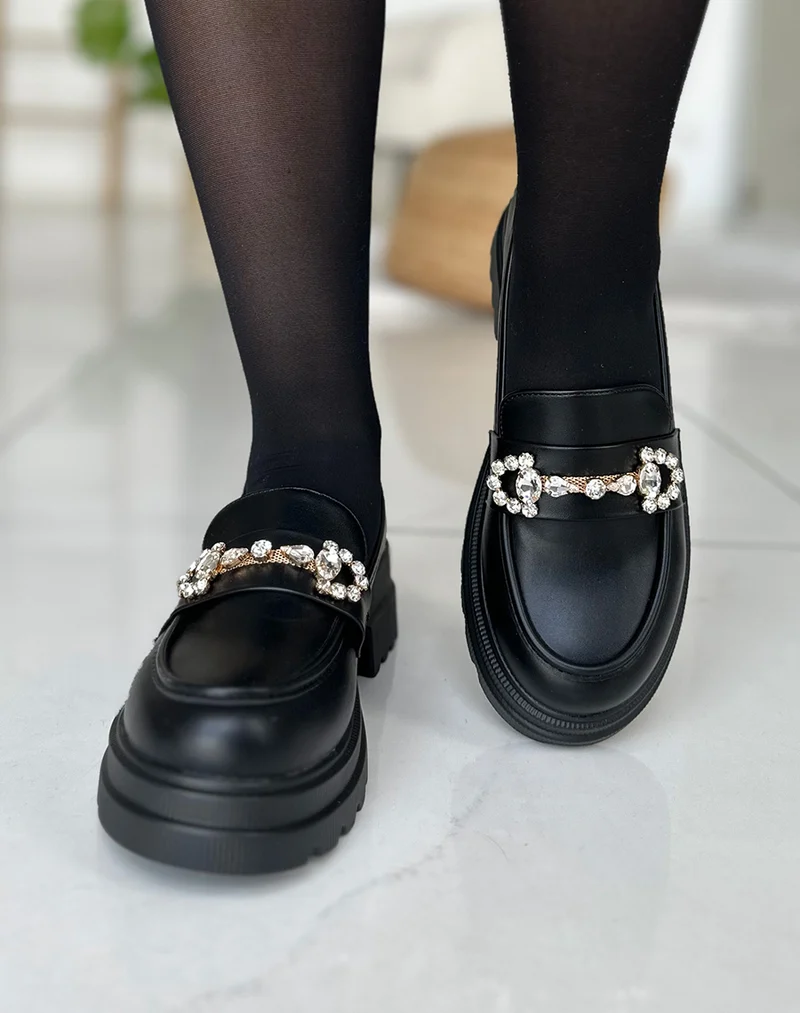Mocassins noirs et à strass