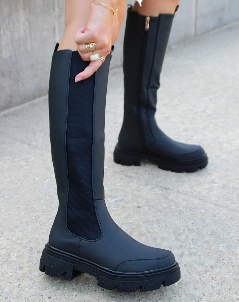Bottes noires style chelsea effet imperméable
