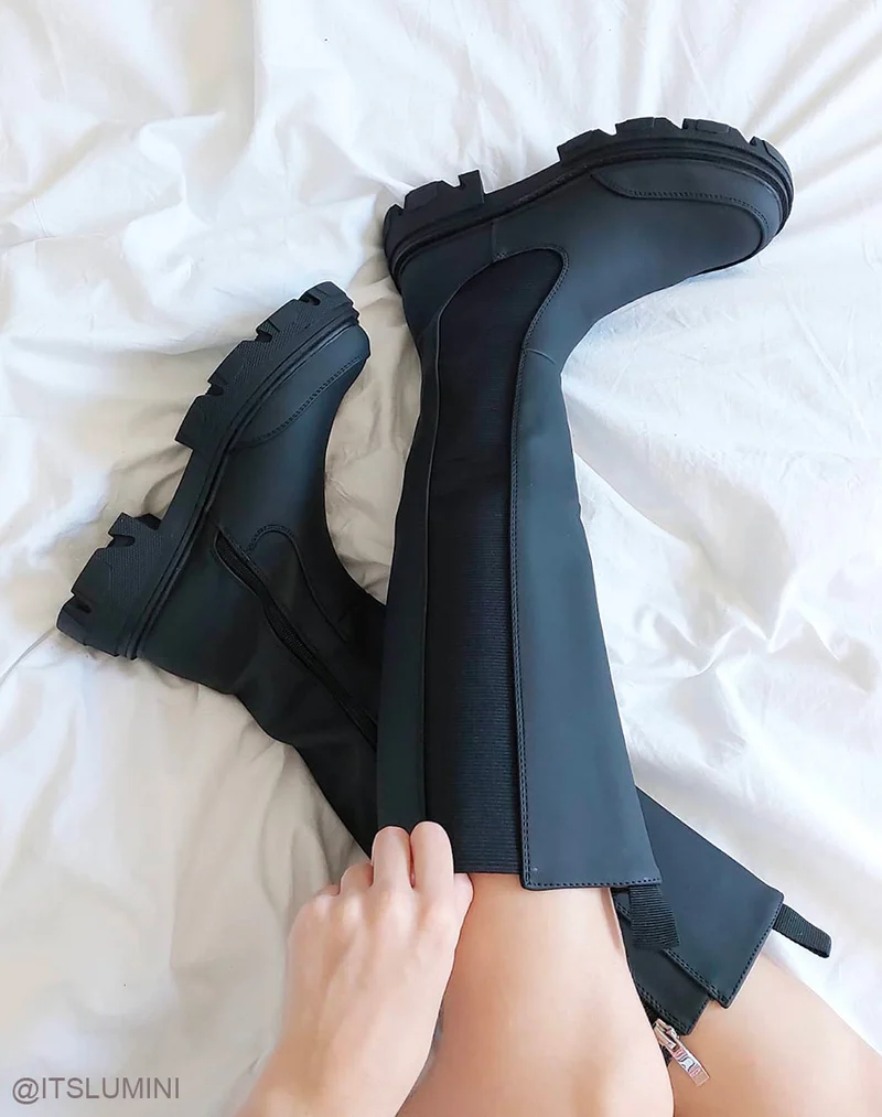 Bottes noires style chelsea effet imperméable
