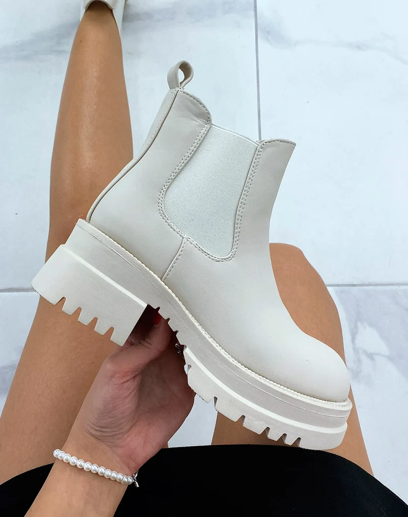 Chelsea boots basses beige gommé