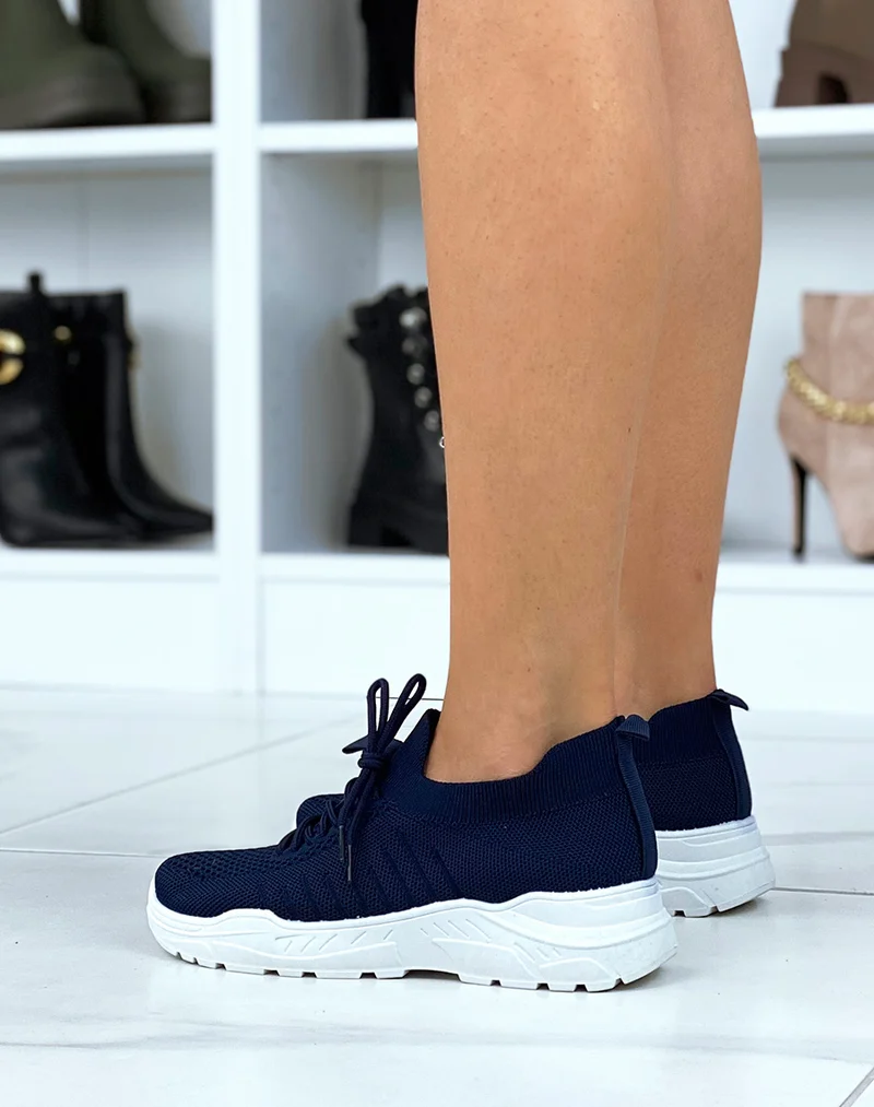 Baskets marine souples effet chaussette
