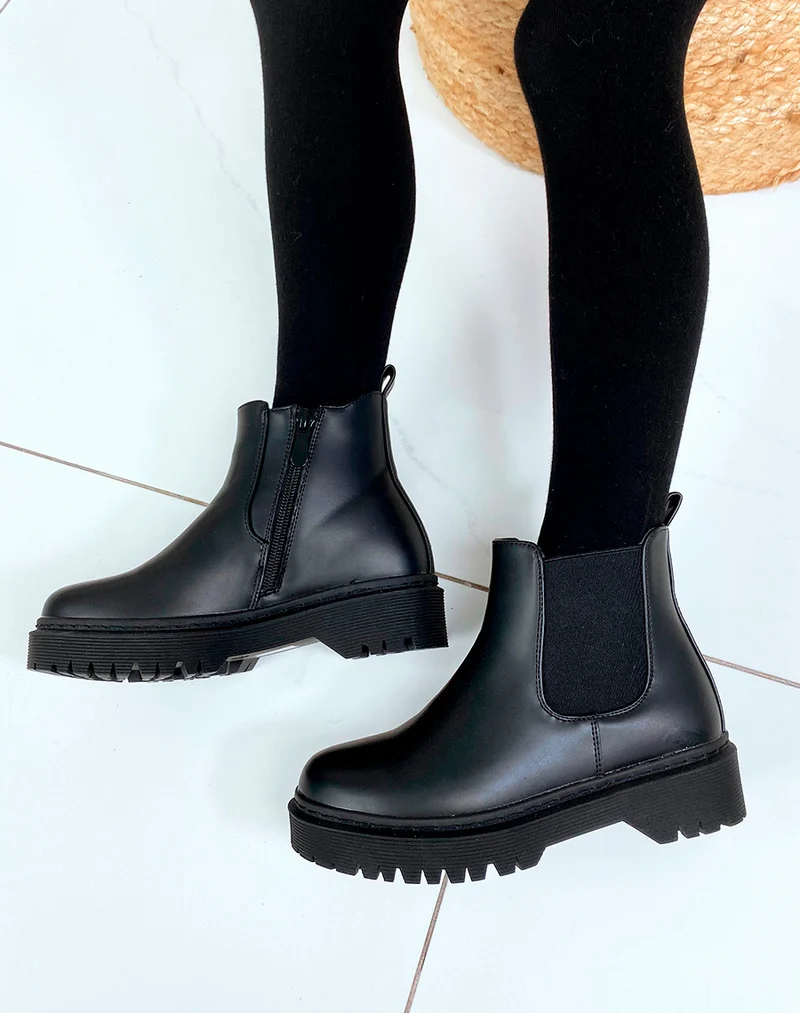 Bottines courtes noires style chelsea boots