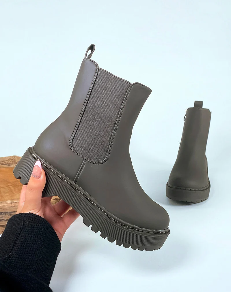 Bottines kaki effet mat