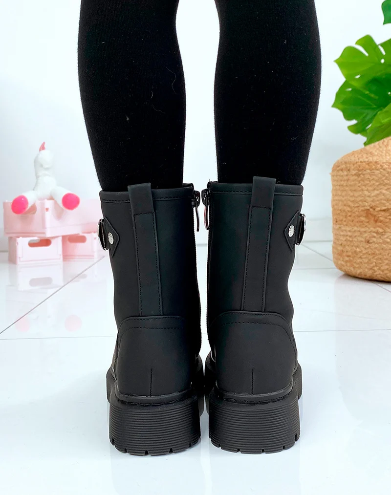 Bottines noires effet mat style botte de pluie