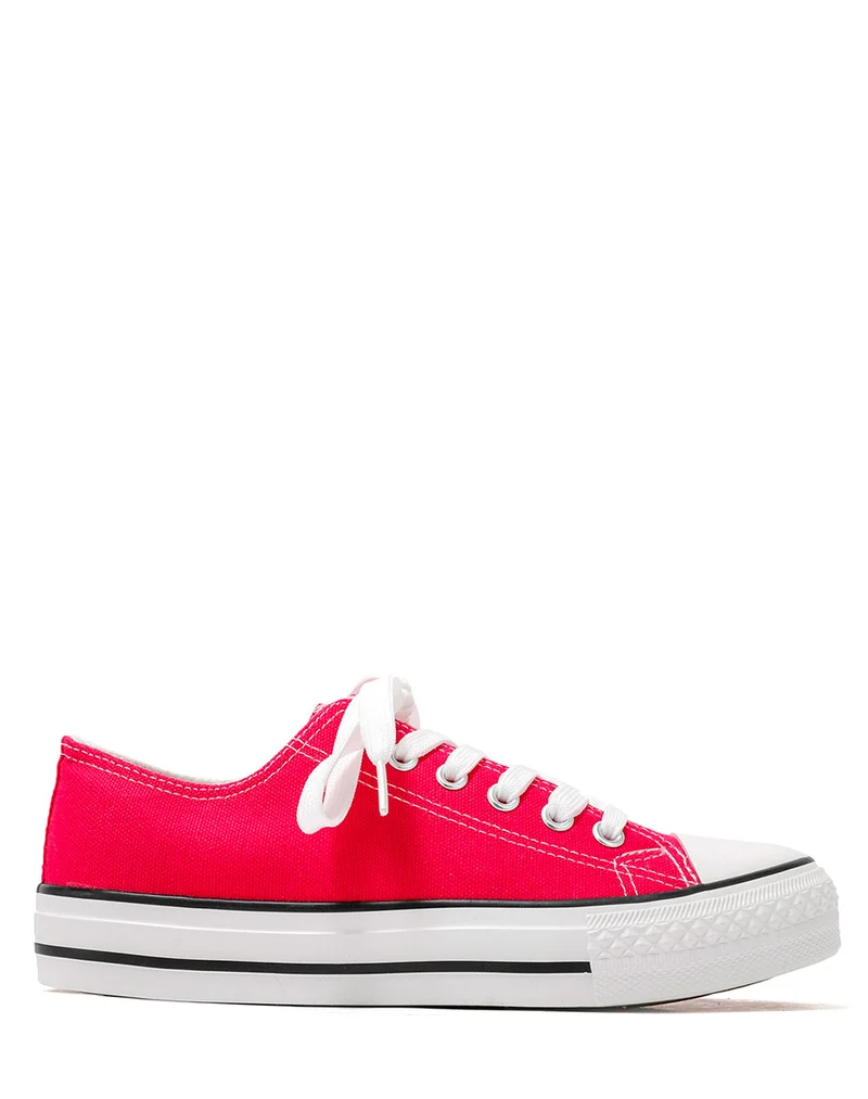 Baskets basses en tissu rose fushia