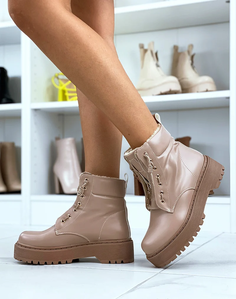 Bottines basses beiges molletonnées
