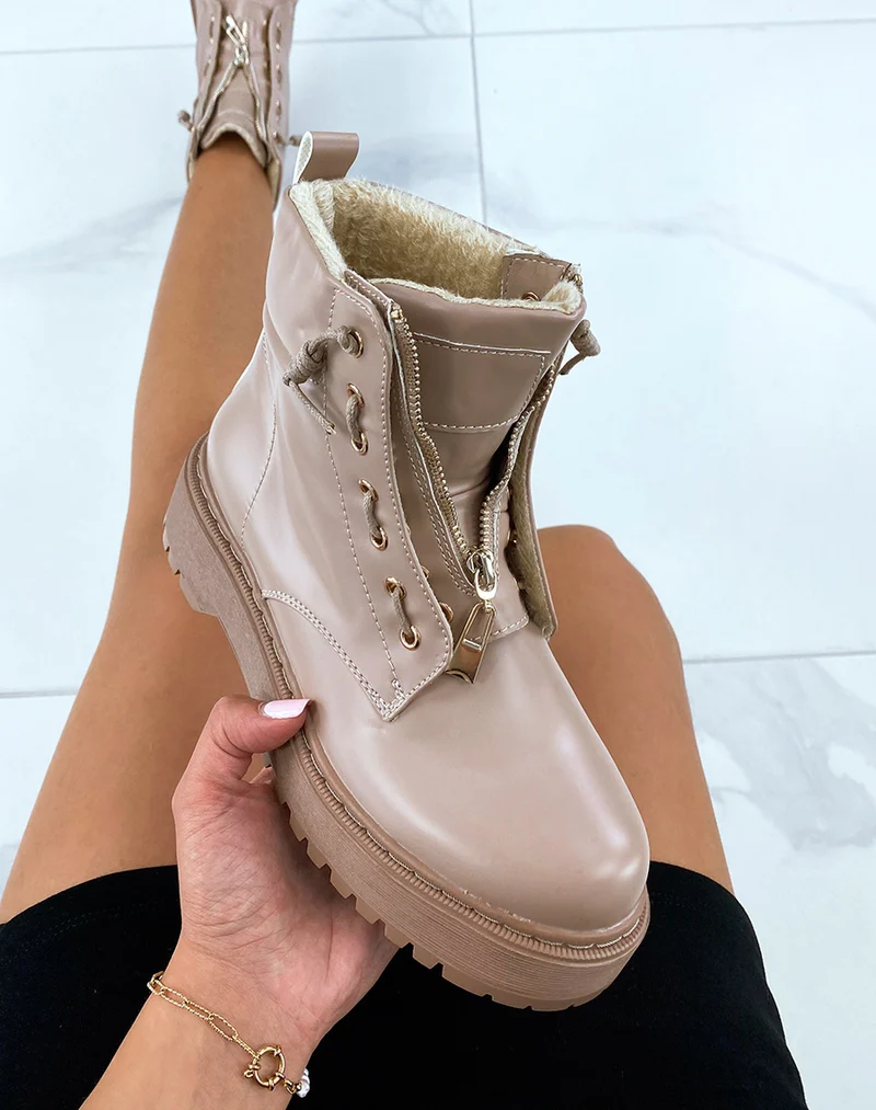 Bottines basses beiges molletonnées