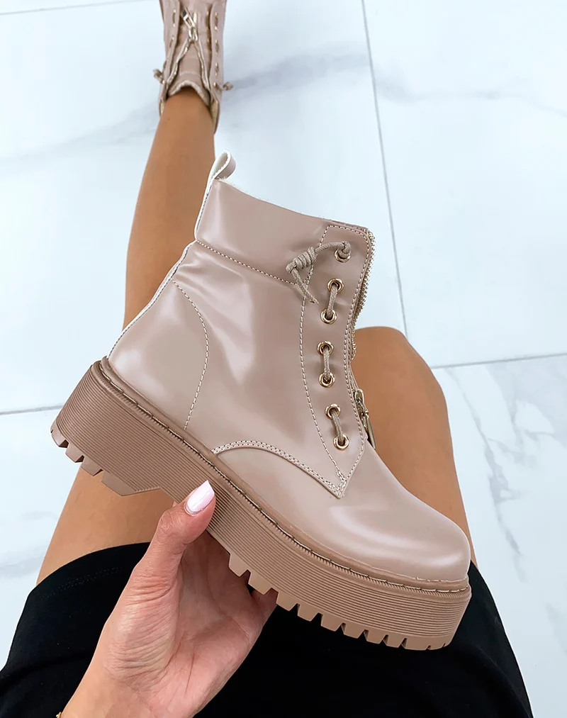 Bottines basses beiges molletonnées