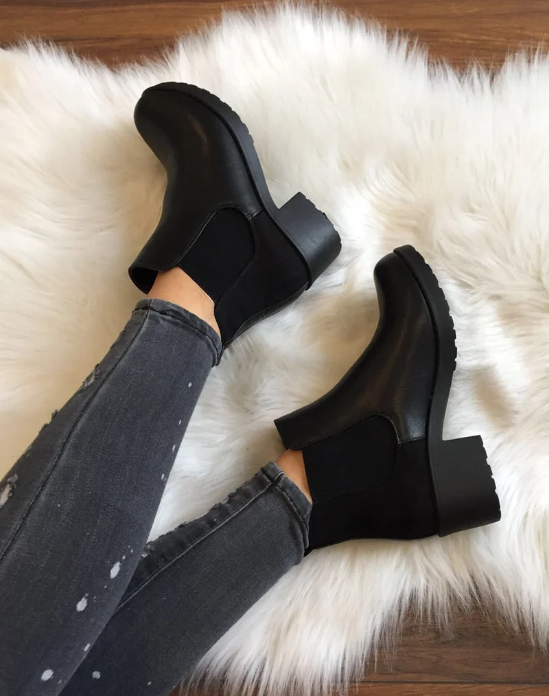 Chelsea boots noires semelles épaisses