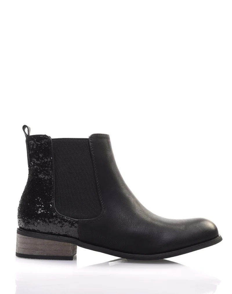 Chelsea boots noires à paillettes