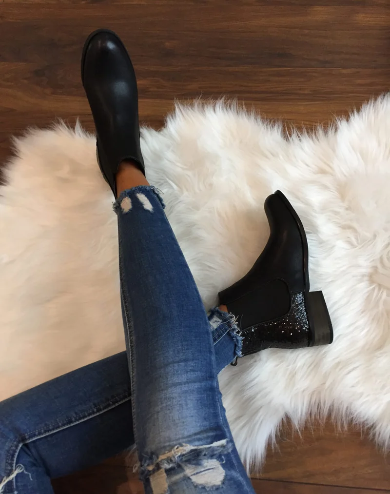 Chelsea boots noires à paillettes