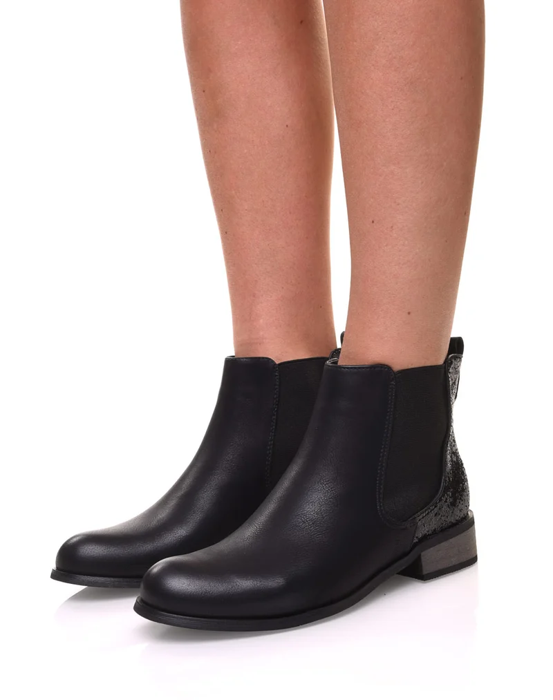 Chelsea boots noires à paillettes
