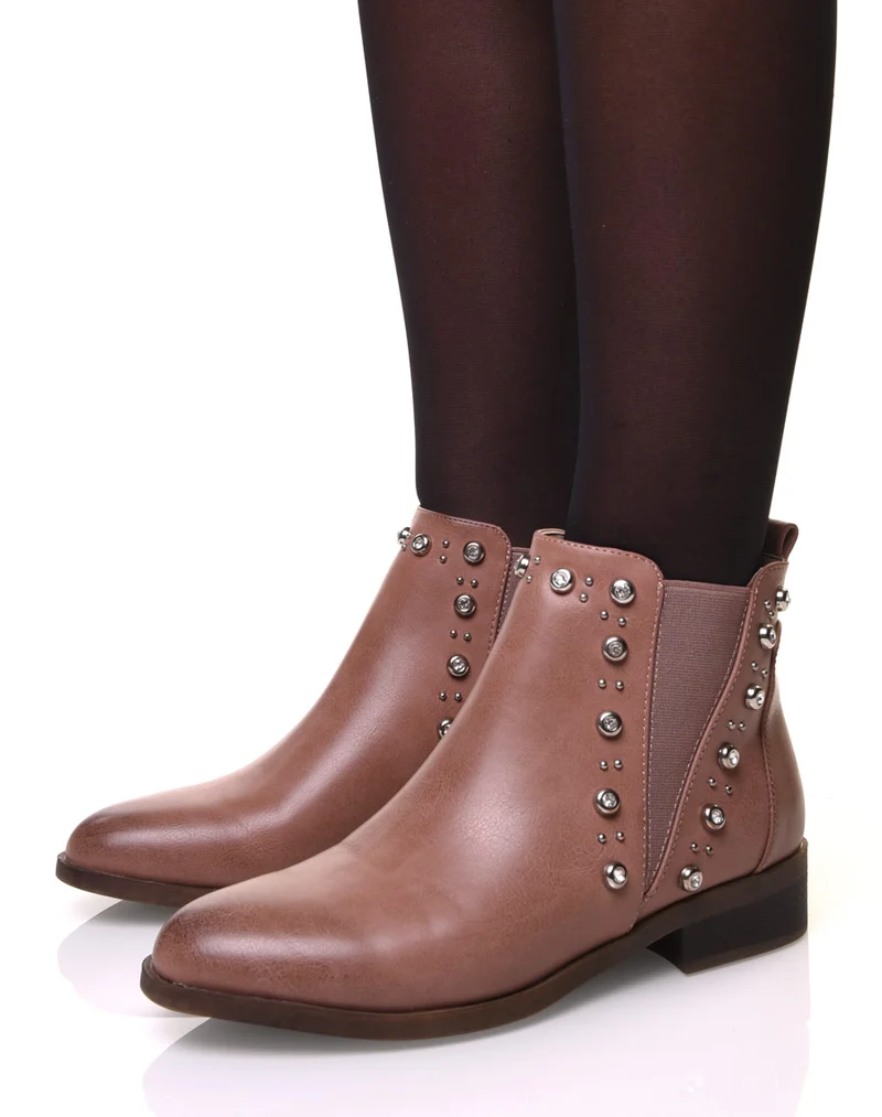 Chelsea boots roses ornées de strass