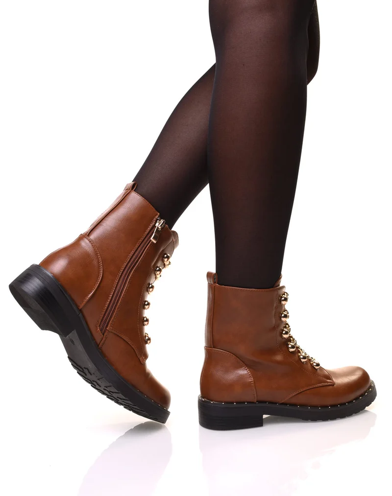 Bottines camelles avec chaines