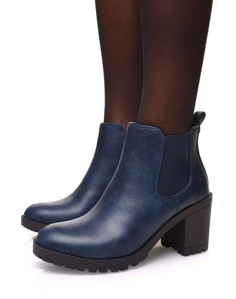 Chelsea boots bleues à talons