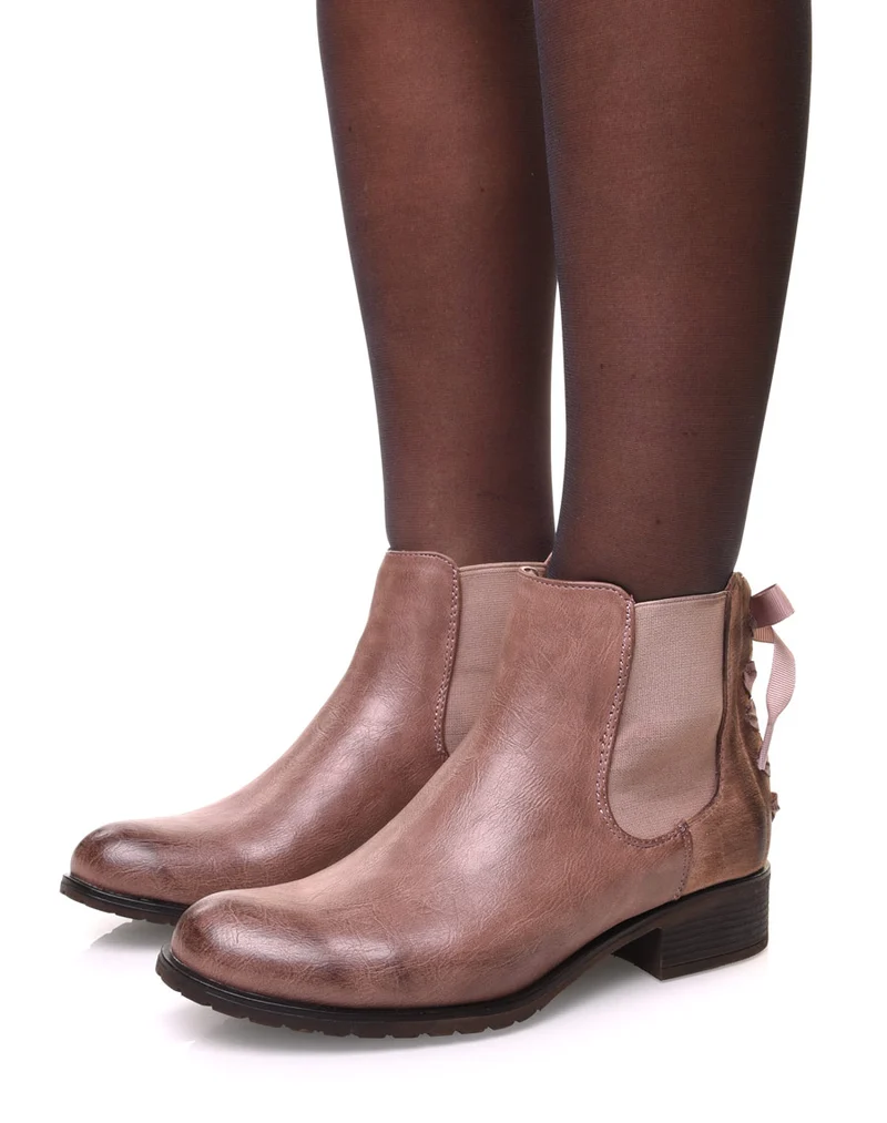 Chelsea boots roses à noeud