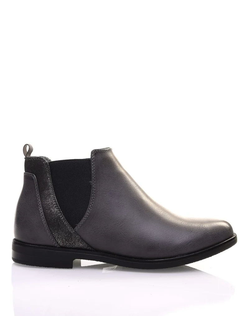 Bottines grises plates métallisées