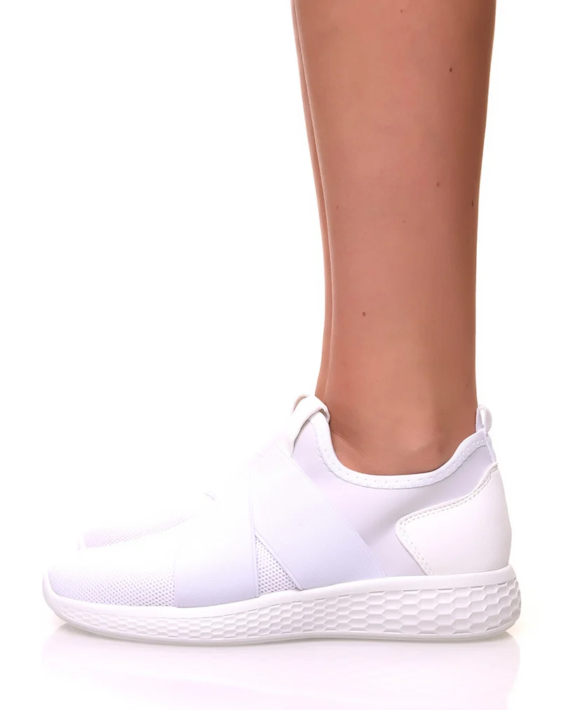 Baskets effet chaussette en toile blanche pailletée