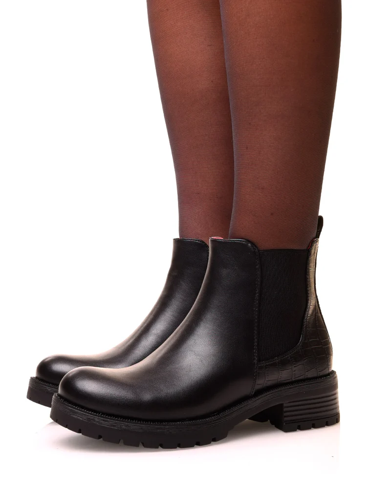 Chelsea boots noires avec élastique bi-matières