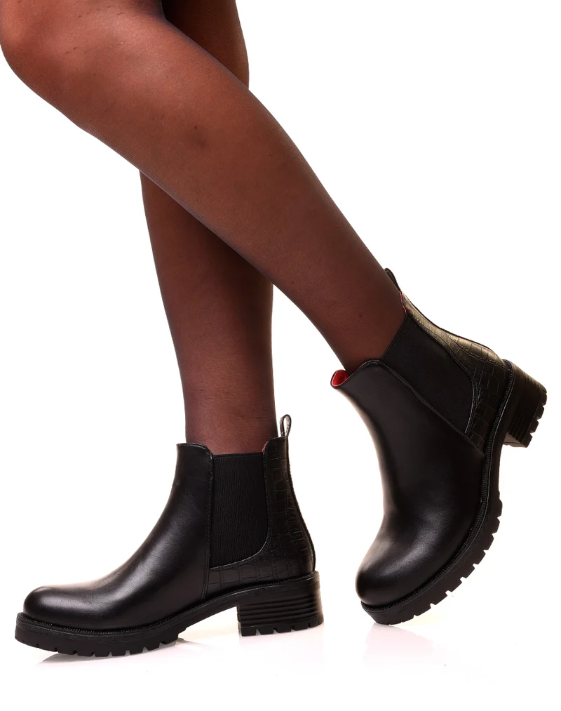 Chelsea boots noires avec élastique bi-matières