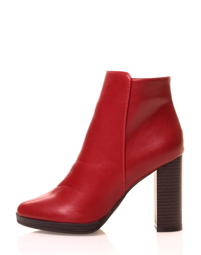 Bottines à talons carrés bordeaux