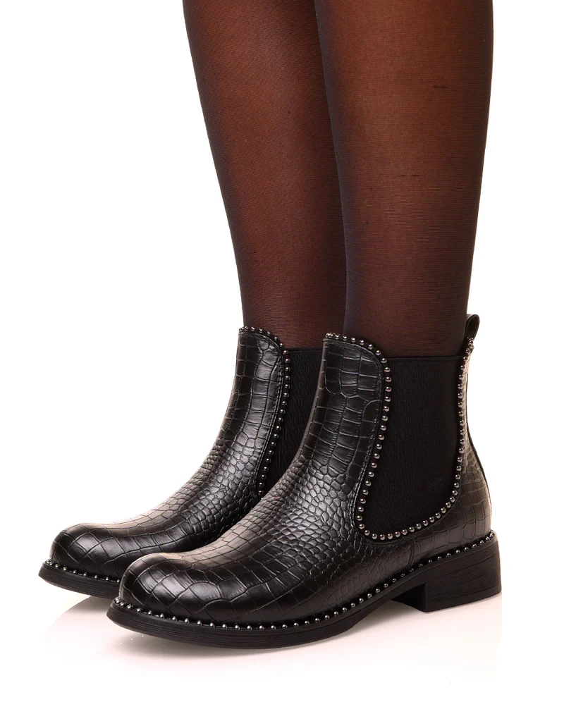 Chelsea boots noir effet python