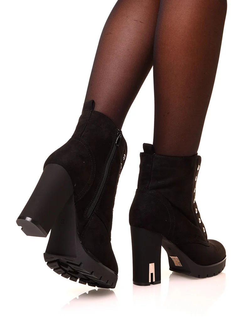 Bottines en suédine noires à talons hauts