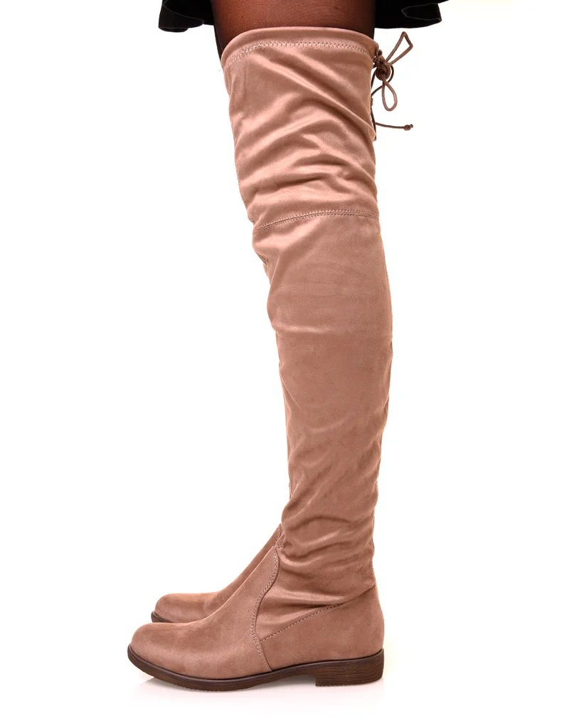Cuissardes Taupe en suédine ajustable