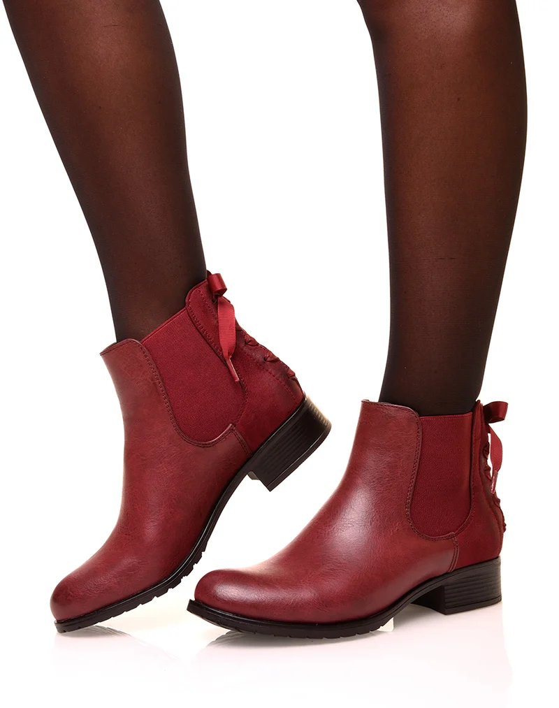 Chelsea boots bordeaux à nœuds